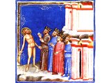 Micah preaching to the Kings of Jotham, Ahaz and Hezekiah - from a 14th century illuminated Bible